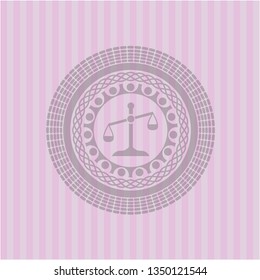 scale icon inside pink emblem. Retro