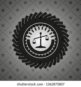 scale icon inside realistic black emblem