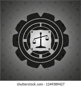 scale icon inside realistic dark emblem