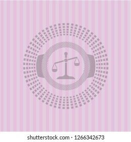 scale icon inside realistic pink emblem