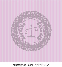 scale icon inside realistic pink emblem