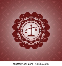 scale icon inside realistic red emblem