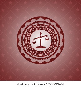 scale icon inside red emblem. Retro