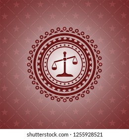 scale icon inside red emblem. Vintage.