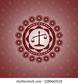 scale icon inside red emblem. Retro