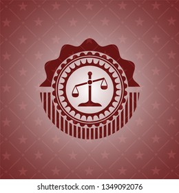 scale icon inside red emblem. Retro