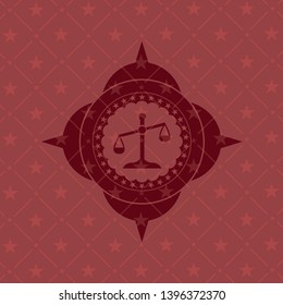 scale icon inside red emblem. Vintage.