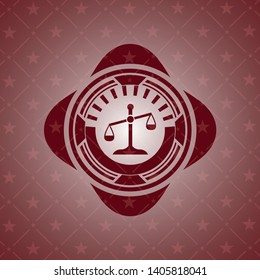 scale icon inside red emblem. Vintage.