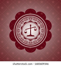 icono de escala dentro del emblema rojo. Vintage.