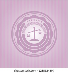 scale icon inside retro pink emblem