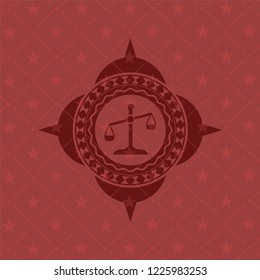 scale icon inside retro red emblem