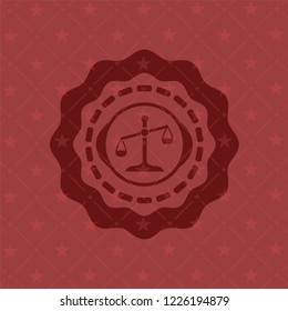 scale icon inside retro red emblem