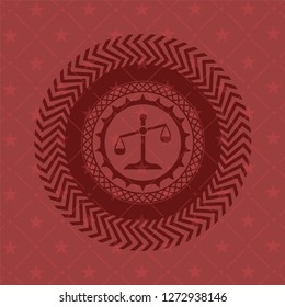 scale icon inside retro red emblem