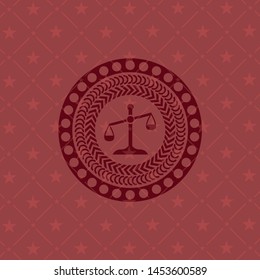 scale icon inside retro red emblem