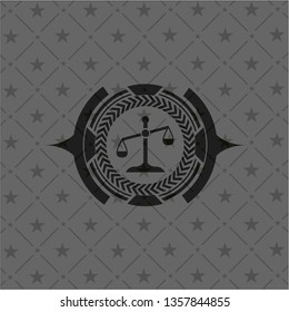 scale icon inside retro style black emblem