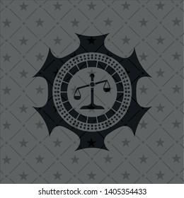scale icon inside retro style black emblem
