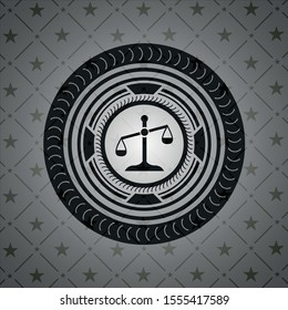 scale icon inside retro style black emblem