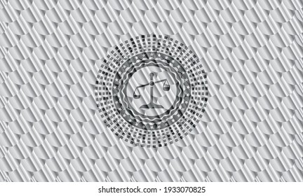 Bildsymbol in silberfarbenem Emblem. Skaliert Muster. Vektorgrafik. Detaillierte Angaben. 