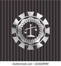 scale icon inside silver shiny badge