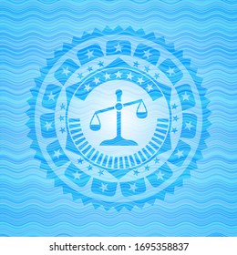 scale icon inside water representation emblem background.