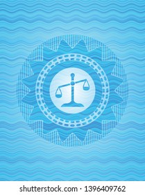 scale icon inside water wave representation emblem background.