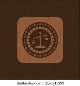 scale icon inside wood emblem. Vintage.