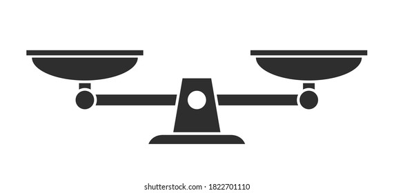 Scale icon isolated on white background. Symbol weight balance. Vector sign of law, justice and punishment. Vector illustration.