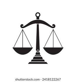 Icono de escala. Tema del derecho y la justicia. Diseño aislado. Ilustración vectorial.