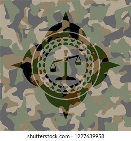 scale icon on camouflaged pattern