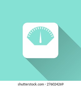 Scale icon on a green background. Vector illustration, flat design.