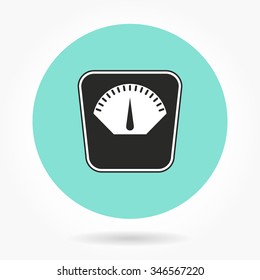 Scale  icon  on green background. Vector illustration.