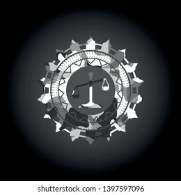 scale icon on grey camouflaged texture