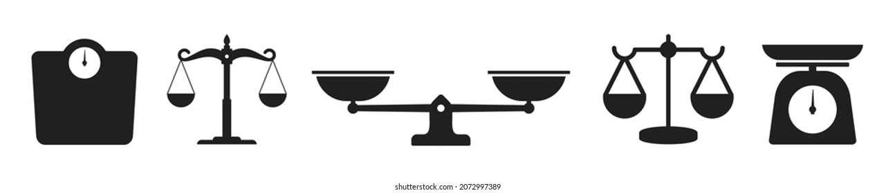 Scale icon set. different scale collection. Scale of justice. weight scale. Vector illustration