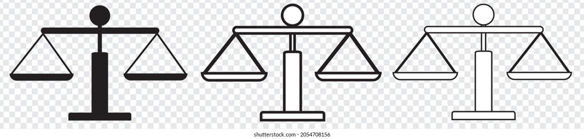 Scale icon set, justice scales symbol, law scale, Vector illustration