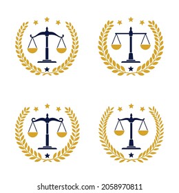 Scale icon set, justice scales logo, law scale, Vector illustration