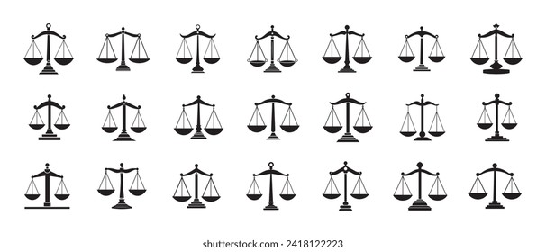 Scale icon set. Law and justice theme. Isolated design. Vector illustration.