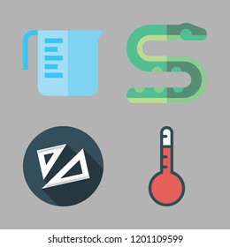scale icon set. vector set about snake, set square, measuring cup and thermometer icons set.