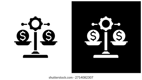 Icono de escala en fondo blanco y negro