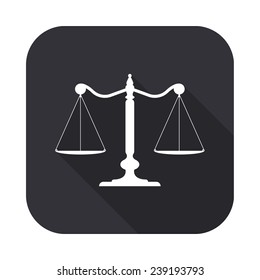 scale icon - vector illustration with long shadow isolated on gray