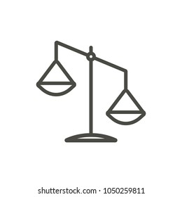 Scale icon vector. Line balence scale symbol. Trendy flat law outline ui sign design. Thin linear graphic pictogram for web site, mobile application. Logo illustration. Eps10.