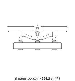 A scale icon for weighing various items on a white background. Vector image.