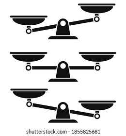 Scale icons isolated on white background. Symbol weight balance. Vector signs of law, justice and punishment. Vector illustration.