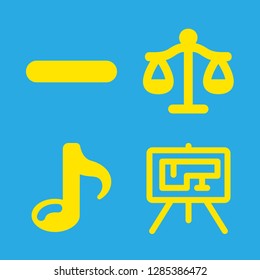 scale icons set with blueprint, music note sign and minus vector set