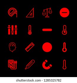 scale icons set with voltmeter, speedometer and thermometer vector set