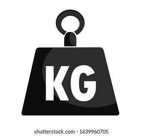 Scale icon/symbol in flat style. Kilogram dumbbell vector illustration on white isolated background. Gym business concept.
Kg weight vector icon simple black