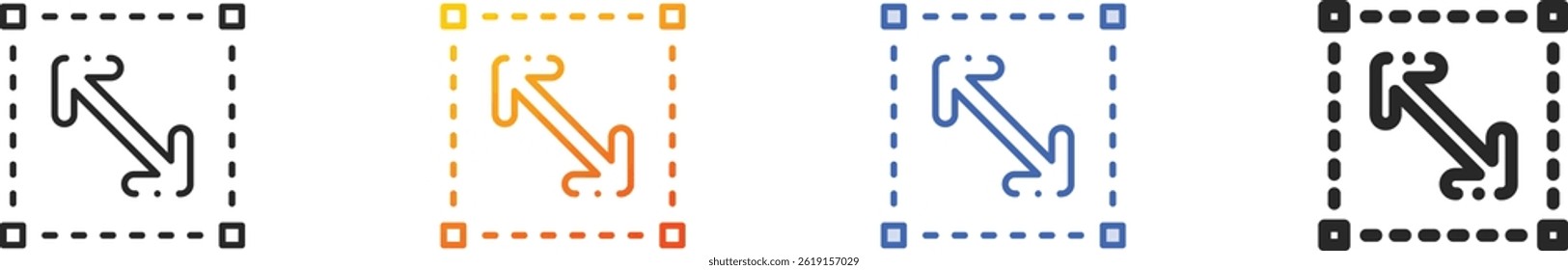 escala icon.Thin Linear, gradiente, traçado azul e negrito Design isolado no fundo branco