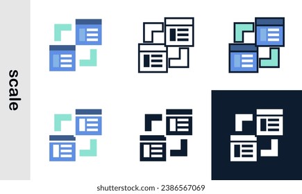 conjunto de iconos de iluminación de escala. Iconos de escala simple utilizados para el desarrollo web.