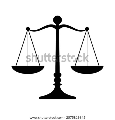 Scale of justice black and white flat vector icon and symbol design