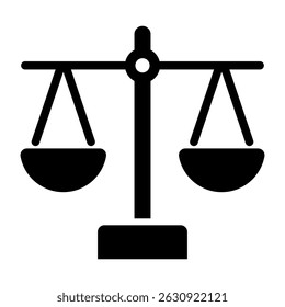 Ícone Escala de Preenchimento Justo. Lei e Símbolo de Justiça em Preto e Branco