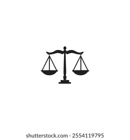 Scale of justice flat icon. Black scale of justice icon on white background. vector illustration